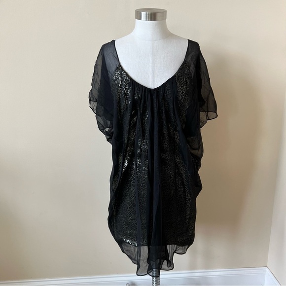 Badgley Mischka sequin embellished chiffon overlay dress 665 - Picture 2 of 9